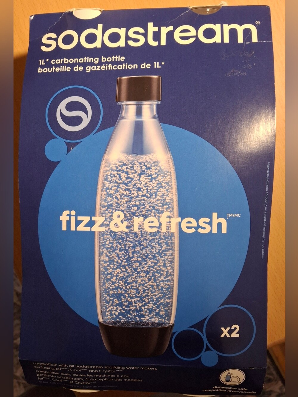 SodaStream Fizz & Refresh 1L Carbonating Bottles Clear/White 2pk BPA-Free